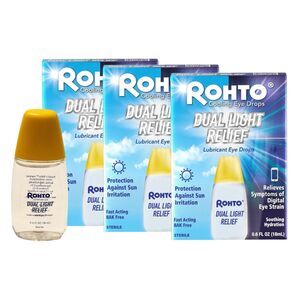 3-Pack Rohto Dual Light Relief Cooling Eye Drops, 0.6 fl oz, Dry Eye Relief